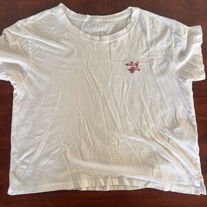 Abercrombie & Fitch White T-Shirt with Red Embroidery